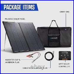 200W Monocrystalline Solar Panel, Portable Solar Suitcase Foldable Lightweight