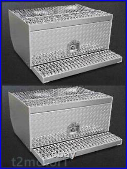 2PCS 30''In Aluminum Diamond Plate Step Tool Box Battery Box Peterbilt 378 379