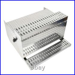 31X30X19 Silver Aluminum Diamond Plate Step Battery Tool Box Cab Entry Box