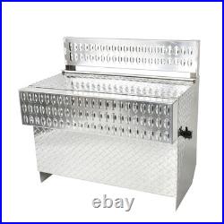 31X30X19 Silver Aluminum Diamond Plate Step Battery Tool Box Cab Entry Box