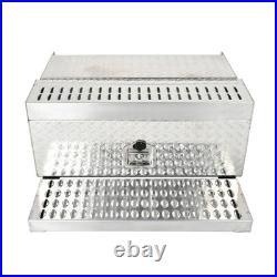 31''×30''×15'' Side-Mounted Aluminum Diamond Plate Step Battery Toolbox Silver