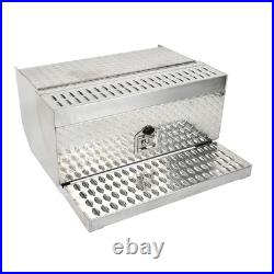 31''×30''×15'' Side-Mounted Aluminum Diamond Plate Step Battery Toolbox Silver