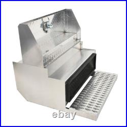 31''×30''×15'' Side-Mounted Aluminum Diamond Plate Step Battery Toolbox Silver