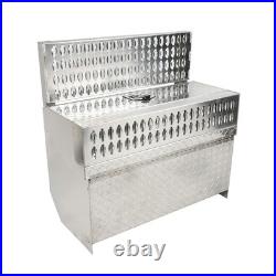 31''×30''×15'' Side-Mounted Aluminum Diamond Plate Step Battery Toolbox Silver