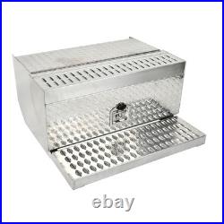 31x30''x15 Aluminum Plate Step Tool Box Silver Truck Battery Box