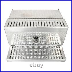 31x30''x15 Aluminum Plate Step Tool Box Silver Truck Battery Box