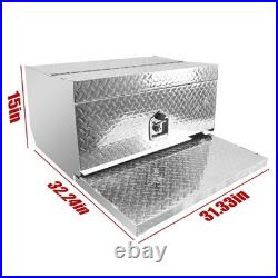 31x32x15 Aluminum Semi Truck Cab Entry Battery Tool Box Storage withLock Silver