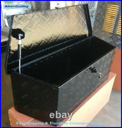 35L Aluminum Tongue Underbody Tool Box withLock Trailer battery box -black New
