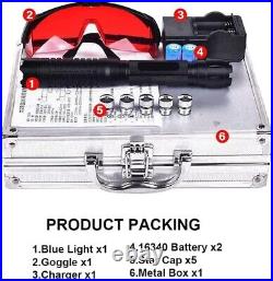 6 watt blue Laser Pointer Beam Light WithBox 450 nm 2pcs battery, charger included