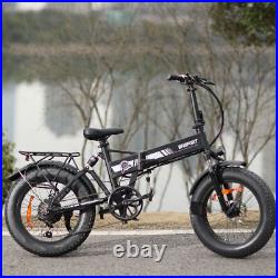 750W E-Bike Fat Tire Foldable Electric Bicycles Adult 7Speed 20''4'' LG Battery