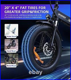 750W E-Bike Fat Tire Foldable Electric Bicycles Adult 7Speed 20'4'' LG Battery