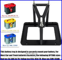 Aluminum Billet Battery Tray Hold Down Trunk Relocation Box Racing Mount Black