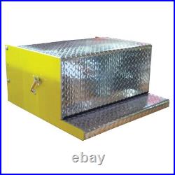 Aluminum Diamond Plate Battery Box, 30 x 30 x 15 1/2 Inch With Step For Peterbilt