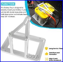Billet Car Battery Tray Hold Down Trunk Relocation Box Aluminum Racing Mount