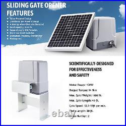 CO-Z Automatic Sliding Gate Opener w Solar Panel & Batteries DC 24V 150W 1100lb
