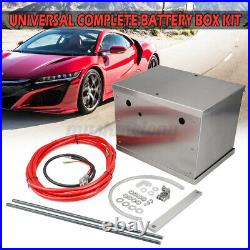 Complete Aluminum Battery Box Relocation Kit Universal Billet Race withCables