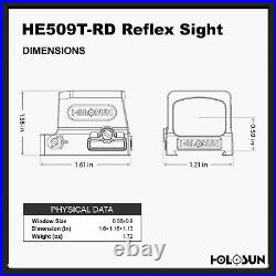HOLOSUN HE509T Red Dot Sight with RMR Adapter, 2 MOA Dot, 32 MOA Circle Open box
