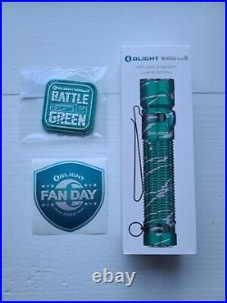 New in Box! Olight Warrior Mini 2 Flashlight Ltd. Edition Battle Green + Patch