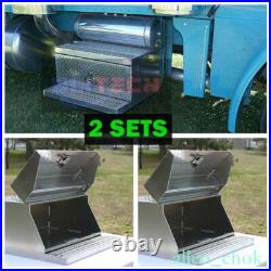Pair 30'' Diamond Plate Step Battery Box Fit Peterbilt 378 379 Tool Box Aluminum