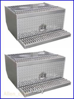 Pair 30'' Diamond Plate Step Battery Box Fit Peterbilt 378 379 Tool Box Aluminum