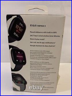 READ Fitbit Versa 3 Health and Fitness Smartwatch with GPS Black New Open Box