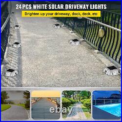 VEVOR 24 PCs Solar Driveway Lights 6 LEDs White Lights for Pathway Steps